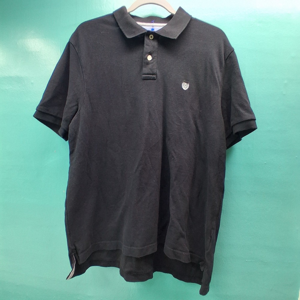 Chaps Everyday Polo Large Black Cotton Pique Short Sleeve Classic Preppy